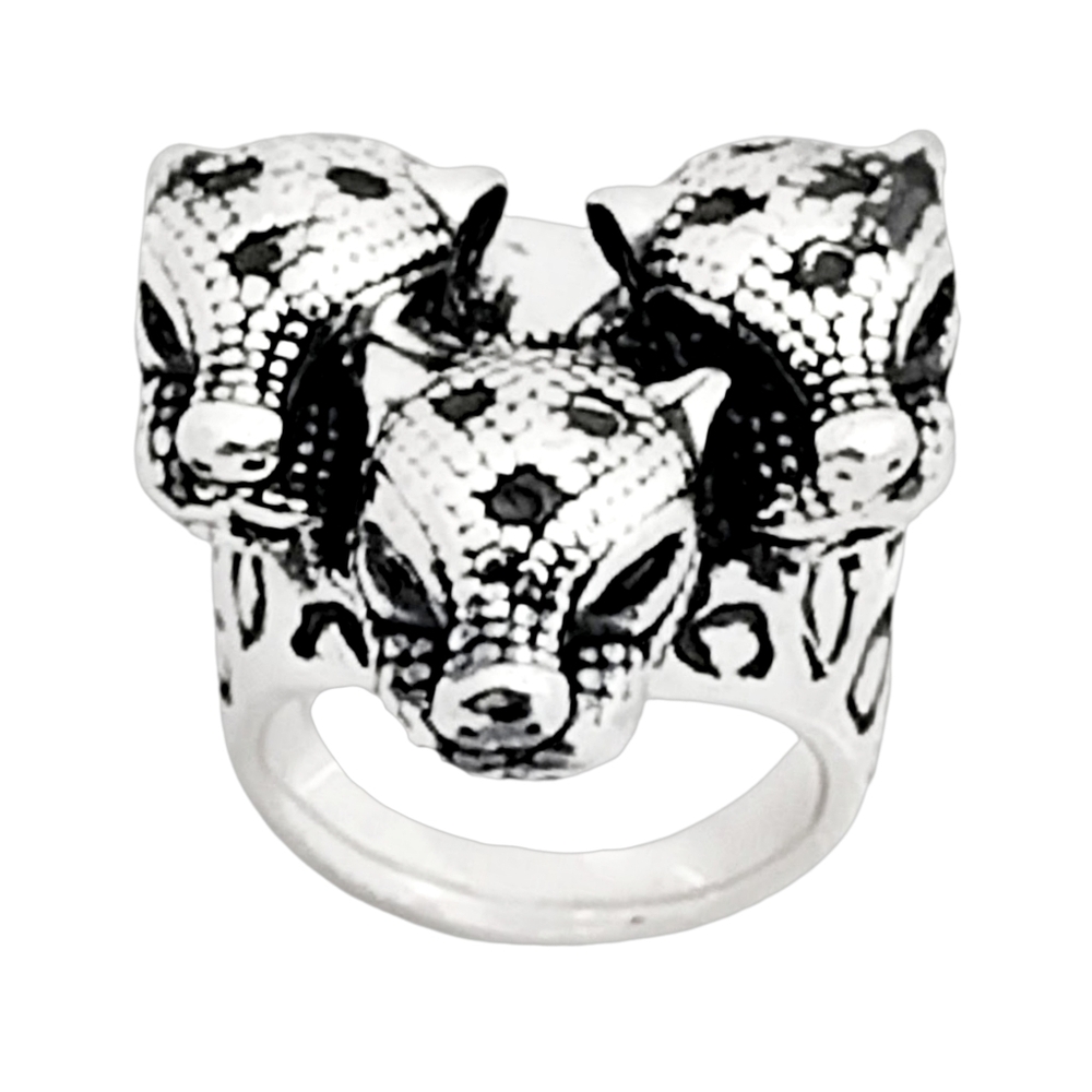 Three Cheetah Head Sterling Silver Ring | 10 Grams | Size 8 | NWOT - Picture 3 of 9